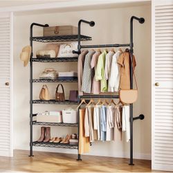 Adjustable Closet Organizer with Shelves & Hanging Rods | Heavy Duty