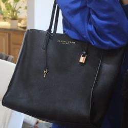 Marc Jacobs Large Black Pebbled Leather Tote with Gold Hardware