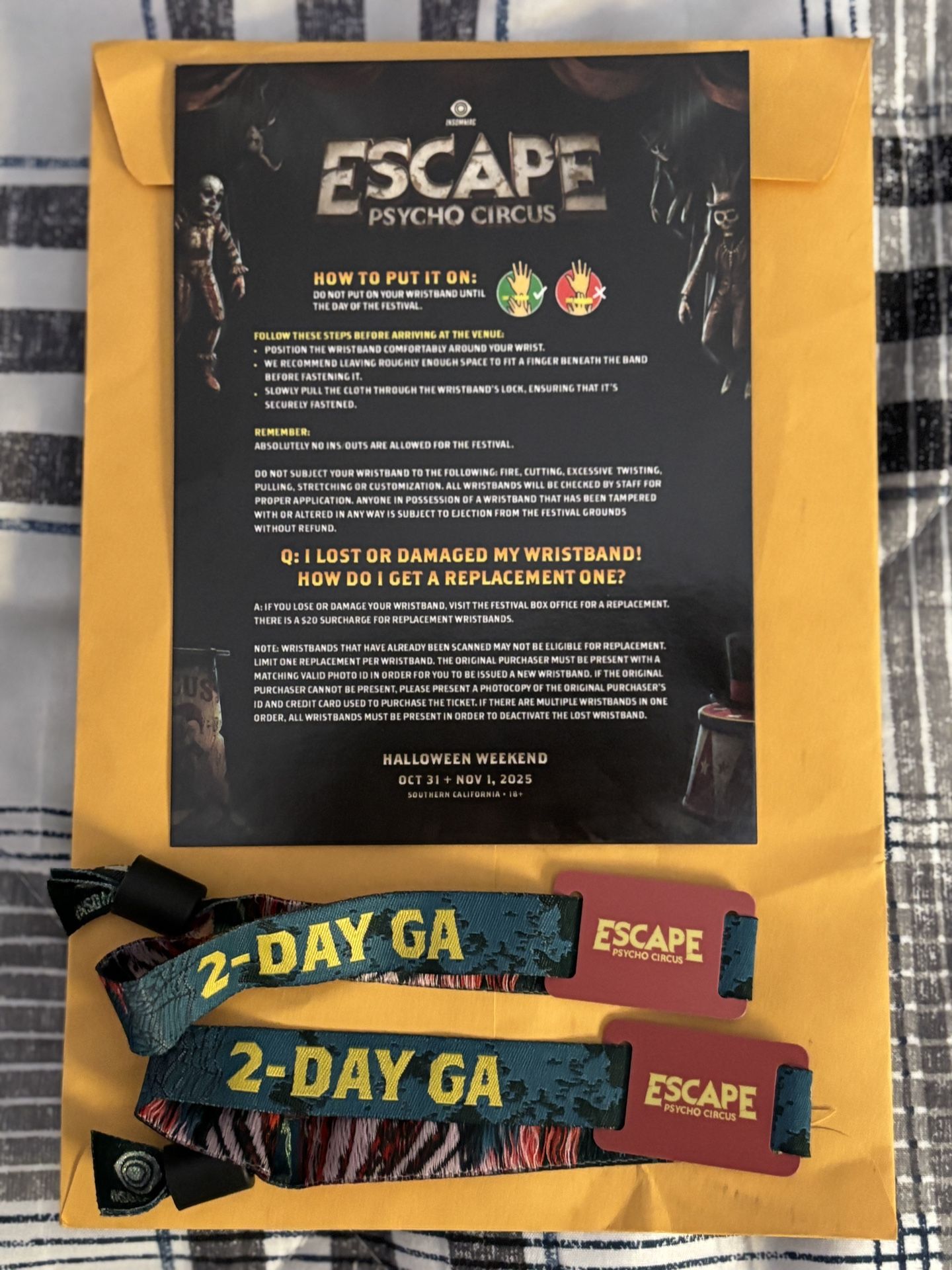 2 2-Day GA Escape Halloween 2025 Wristbands