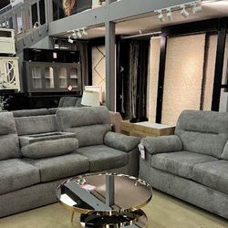 Bindura Mineral Sofa & Loveseat Living Room Set / 2pc