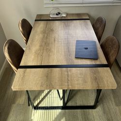 Modern Industrial Dining Table + 4 Chairs
