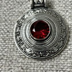Garnet Statement Pendant In Sterling Silver