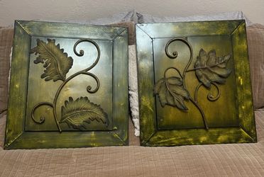 HOME DECOR Set Of 2 Metal Leaf 20”x22” Wall Art