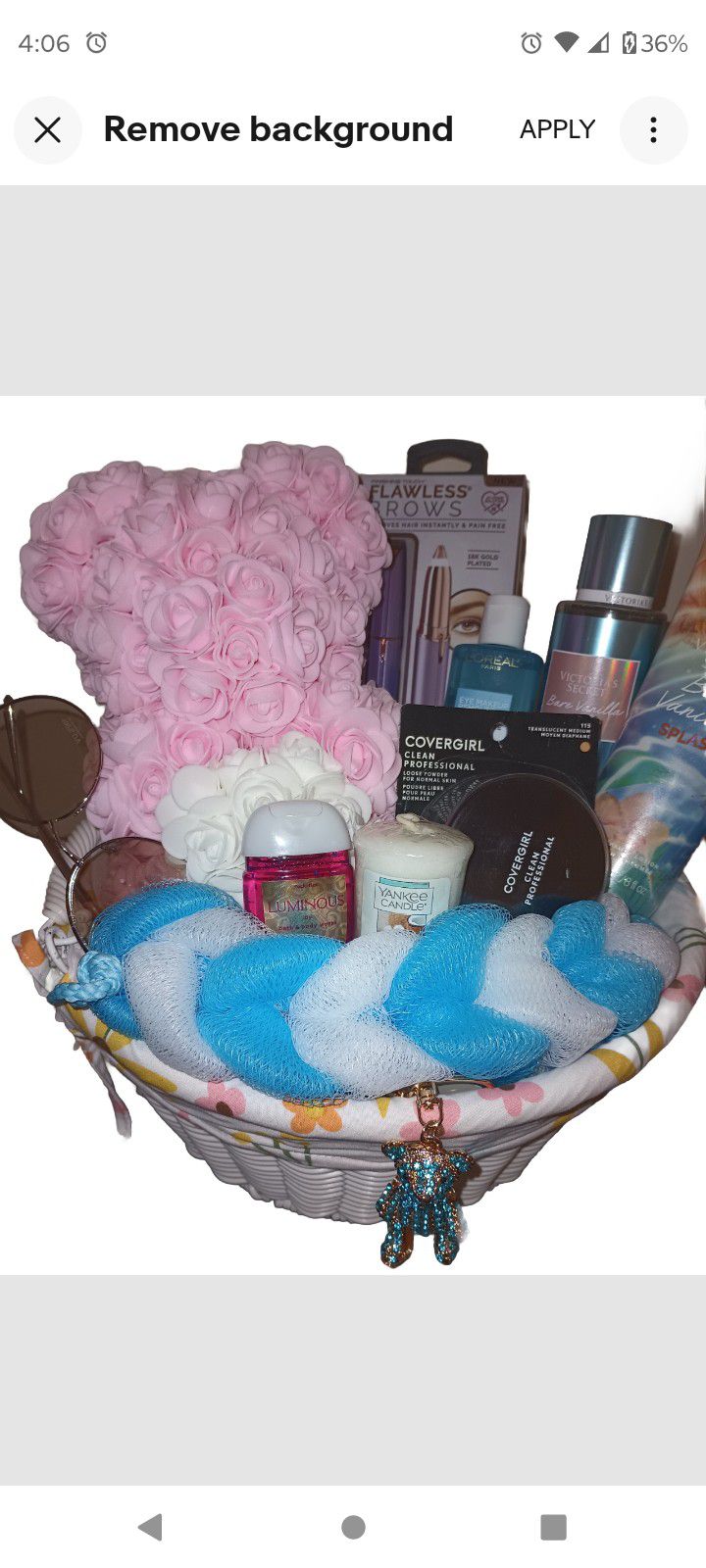 Mother's Day Victoria's Secret Bare Vanilla Gift Basket With Rose Flower Bear 
