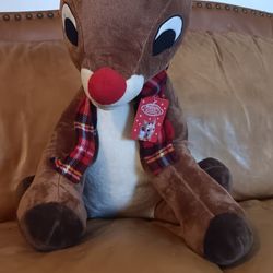 Rudolph the Red Nose Reindeer 2FT HUGE Plush Toy Doll NWT