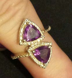 Amethyst (Tri) Ring in Sterling Silver (Size 5)