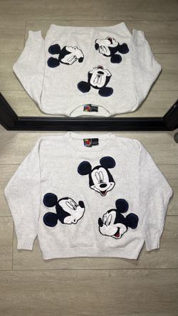 Y2K 2000s Disney Mickey Unlimited Embroidered Mickey Emotions Knitted Sweatshirt
