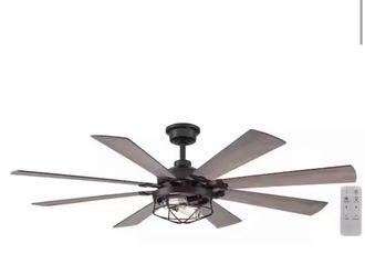 Hampton Bay Southbourne 60 in. LED Indoor Matte Black Ceiling Fan with Light and Remote Control Included