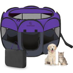 Portable Dog Playpen Indoor, Foldable Puppy Playpen Pop Up Pet Playpen Tents with Cover Cat Playpen Dog Kennel Indoor for Small Dog, Puppy, Kitten, Ca