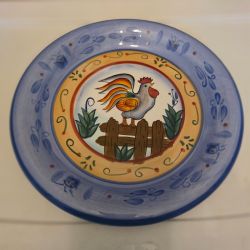 Jay Import Decorative Plate Rooster Farmhouse Blue Yellow Floral