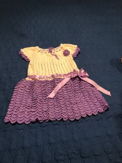Knitted purple dress size for one year old