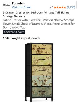 Furnulem 5-Drawer Tall Fabric Dresser