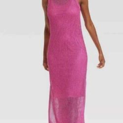 New Beautiful 🩷 PINK Knitted Dress With Attachment Underneath. SIZE Large. Very Nice. See Photos. Cash And Pickup Only