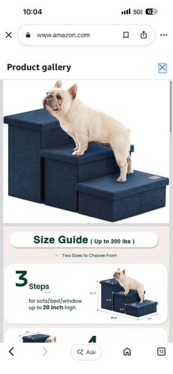 3-Step Dog Pet Stairs with Storage