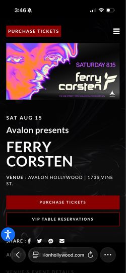 2 Avalon Hollywood tickets - Dj Ferry Corsten August 15