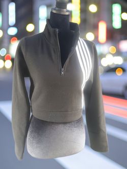 Black Cropped Quarter-Zip Sweatshirt