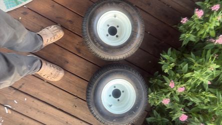 Lawn Mower / Cart Tires with White Rims – Set of 2