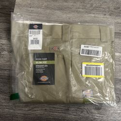 Men’s  873 Slim Fit Dickies Pants Khaki Tan Brown Pants 34x32