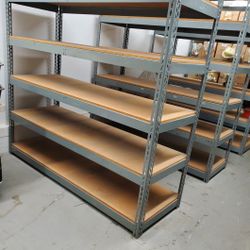 Open Metal Shelving With Plywood Shelving