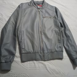 Gray Leather Jacket 