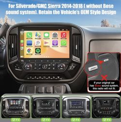 8 Core & 8GB+128GB Car Radio Stereo for Silverado/GMC Sierra 2014 2015 2016 2017 2018 (Without Bose Sound System), Android 14,13.3 Inch Screen with Ca