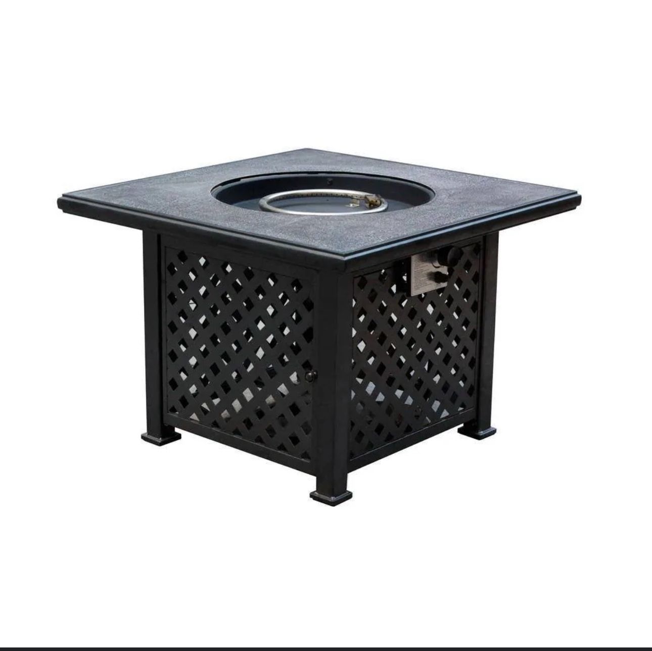Hampton Bay Highland Point 34.5 in. x 24.5 in. Square Steel Propane Gas Outdoor Fire Pit