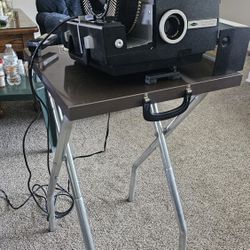 Vintage Sawyer Carousel Slide Projector With Projector Stand And Folding Viewing Screen. 