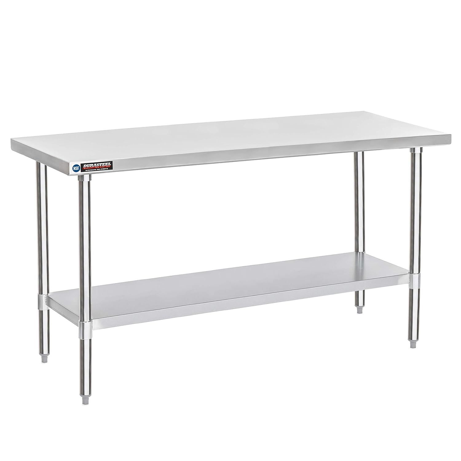 DuraSteel 30x72 Stainless Steel Prep Table - NSF Commercial Kitchen Metal Worktable - Large Laboratory Benches with Under Shelf - For Laundry Room, Ki