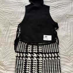 Forever 21 Black Crop Top & Houndstooth Mini Skirt Set Size