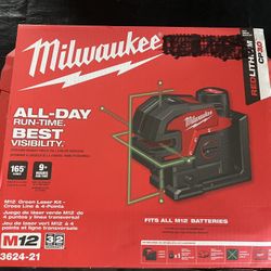 Milwaukee 3624-21 Green Cross Line And 4 Point Laser Kit
