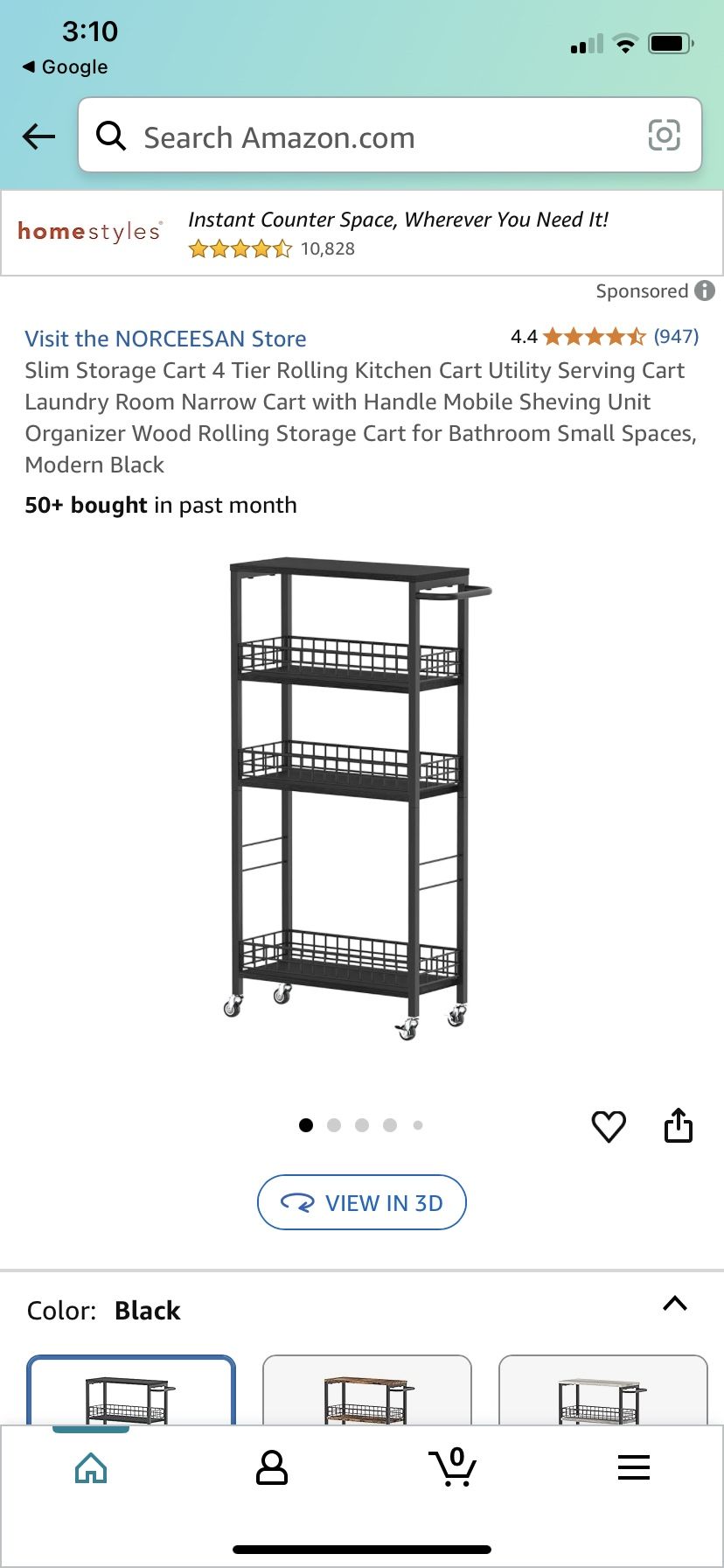 Slim Storage Cart 4 Tier Rolling Kitchen Cart Utility Serving Cart Laundry Room Narrow Cart with Handle Mobile Sheving Unit Organizer Wood Rolling Sto