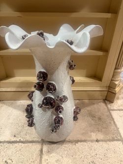 White Ceramic Vase with Barnacle Texture