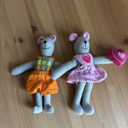 Dollhouse Mouse Family Figures Brother & Sister 6” 