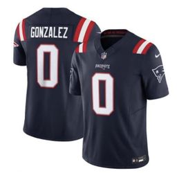 Christian Gonzalez Jersey Mens Large Navy Stitched New England Patriots #0