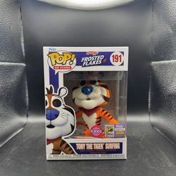 FUNKO POP AD ICONS TONY THE TIGER SURFING FLOCKED SDCC EXCLUSIVE CON STICKER 191