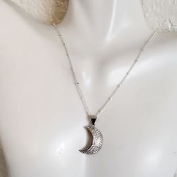 925 Silver Moon Necklace 18" Local Pickup