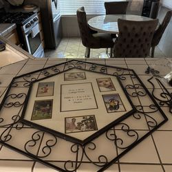 Hanging wall frame with matching candle holders
