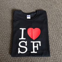 NEW I Love SF San Francisco Cotton Black Tee T-shirt Men Women Unisex 