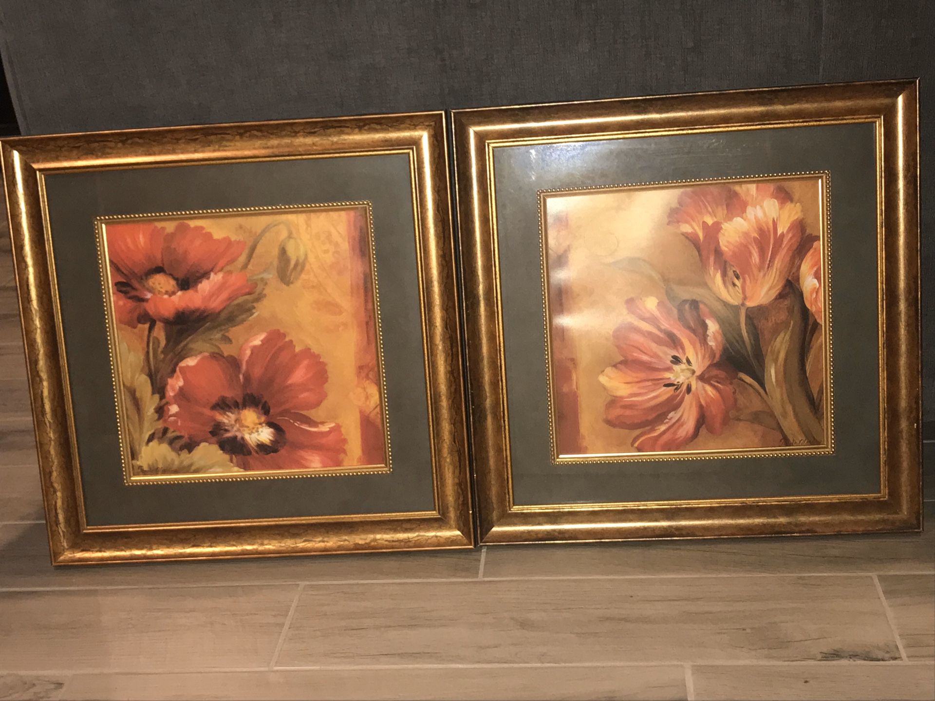 Wall art frame decor both wood frames 19x19 ea