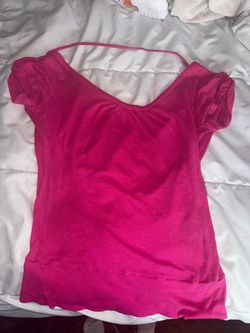 Moda international Women's Pink Scoop Neck Short Sleeve Top y2k size XS open back