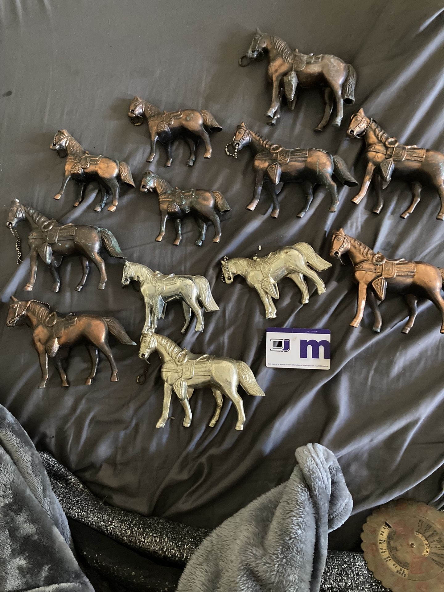 Vintage Copper And Silver Horse Figurines