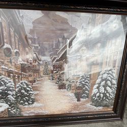 Large Framed Christmas Village Picture