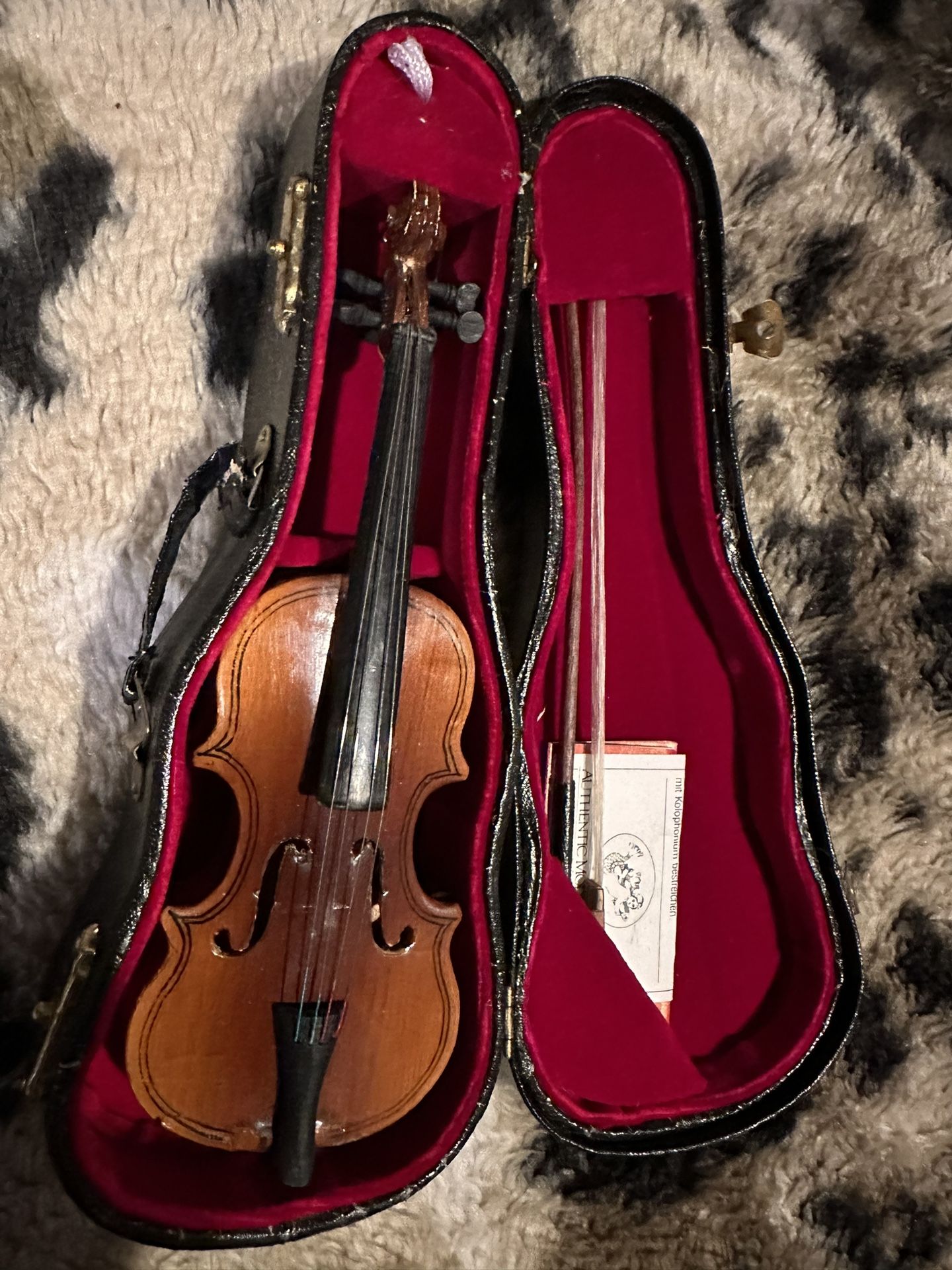 Authentic Models Miniature 7" Violin w/ Red Velvet Case EXCELLENT