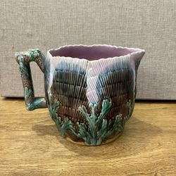 Antique Original With Stamp Majolica Etruscan Shell Seaweed 5" Pitcher