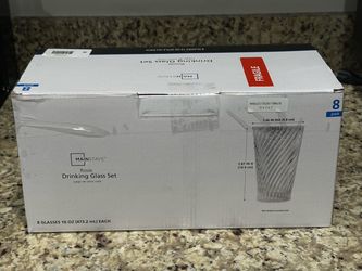 Rosie Glass Drinkware Set – 8 Piece, 16 oz