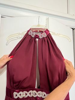 Stunning Custom-Made Burgundy Evening Gown – Handmade – Size L