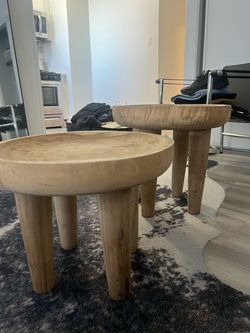Set of 2 Solid Wood Side Tables