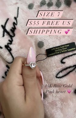 Rose Gold Heart Ring Size 7