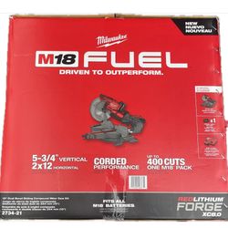 Milwaukee M18 FUEL 18V 10 in. Lithium-Ion Brushless Cordless Dual Bevel Sliding Compound Miter Saw Kit w/ 1x 8.0 Ah Forge Battery & Charger  $519 New