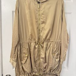 Michael Kors Beige/Gold Womens Anorak Hooded Jacket  Size L